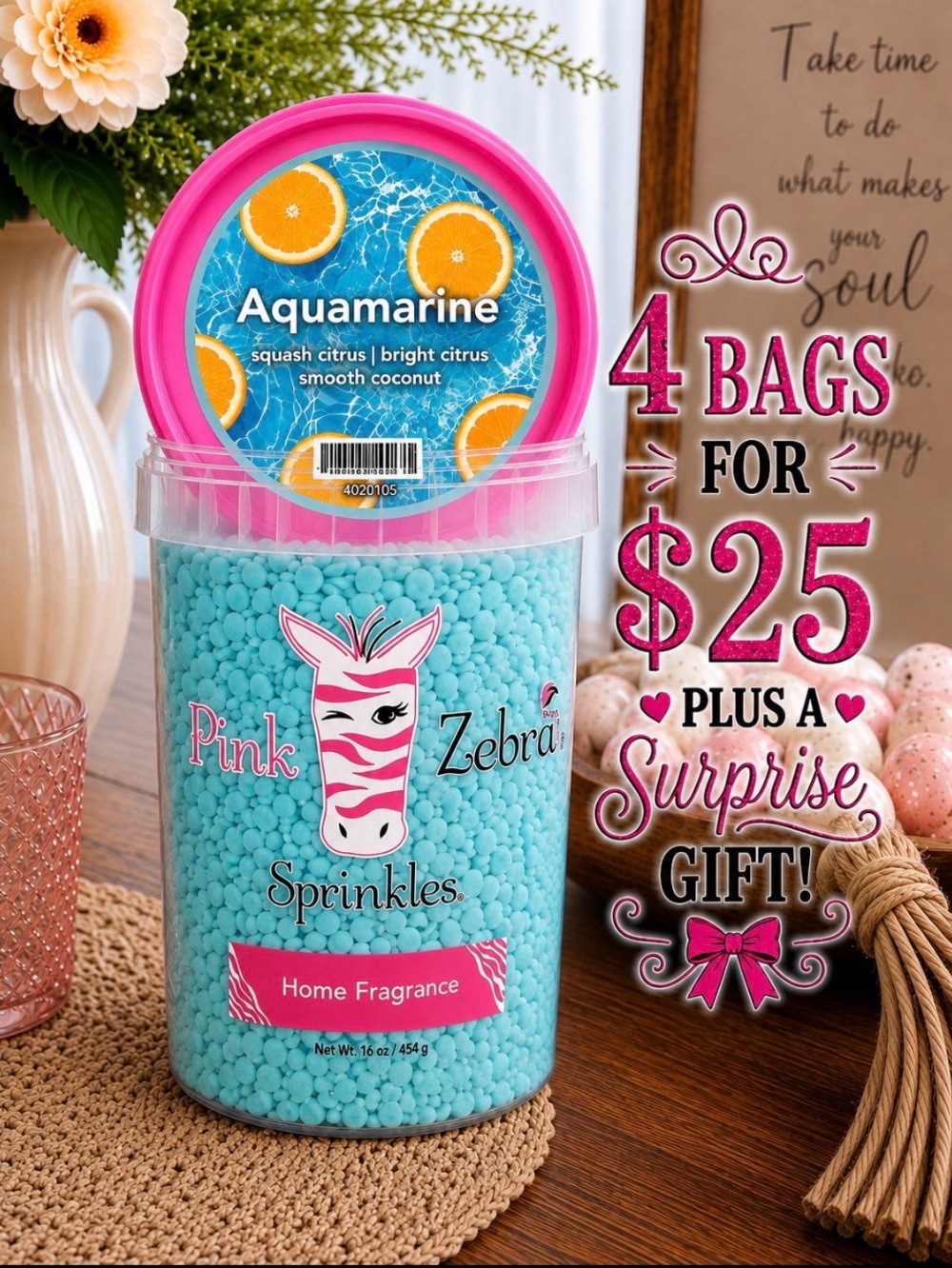Pink Zebra Aquamarine Soy Wax Melts 2 oz Bag